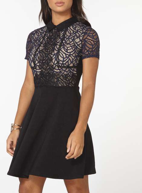 Navy and black lace dress